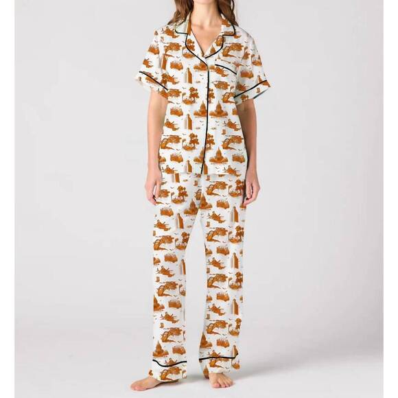 NEW KATIE KIME austin toile pajama pants set in burnt orange